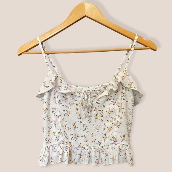 Garage Tops - GARAGE Floral Frilly Crop Top